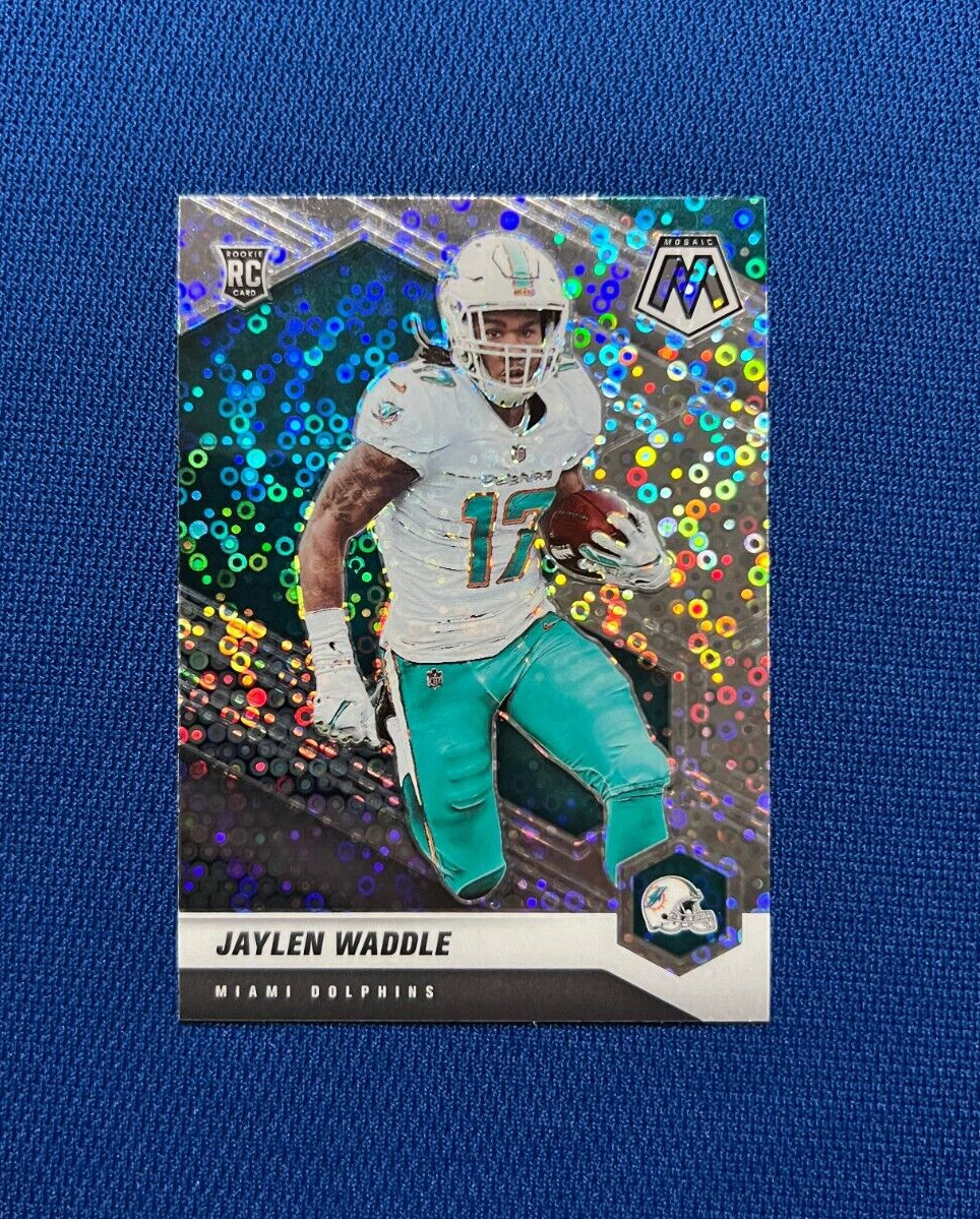 2021 PANINI MOSAIC JAYLEN WADDLE MIAMI DOLPHINS DISCO SPARKLE RC ROOKIE #308-V