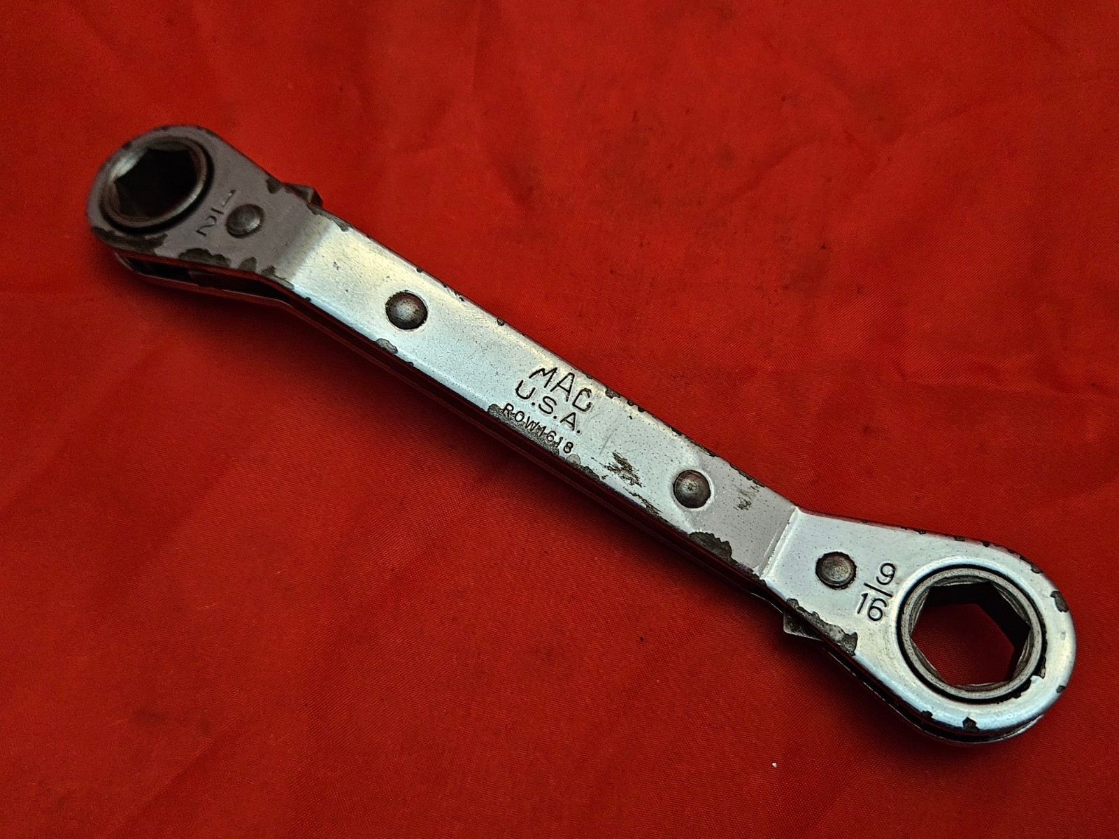 MAC ROW1618 1/2" X 9/16" 6 Point Offset Ratcheting Double Box End Wrench SAE S14