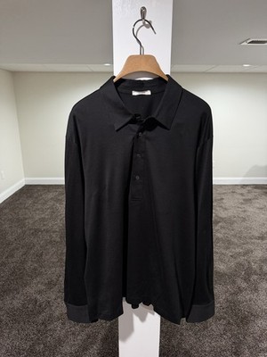 The Row Black Long Sleeve Half Long Button Up Polo Shirt