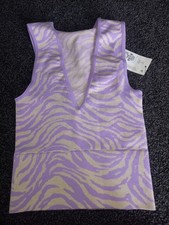 WOMENS PRIMARK LILAC ZEBRA V NECK TOP SIZE EXTRA EXTRA SMALL XXS