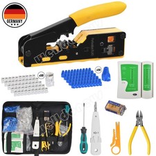 RJ45 Crimpzange +50 Cat7 Stecker Set Netzwerk...