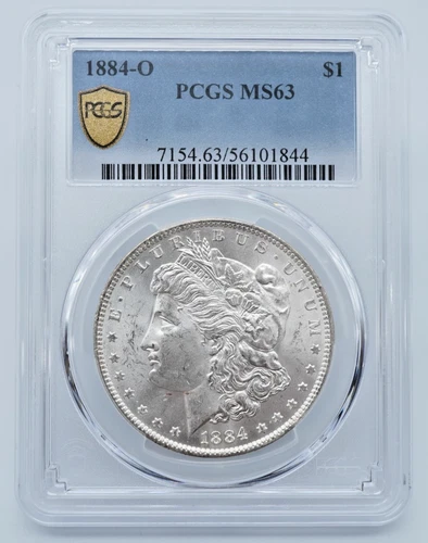 1884-O Morgan Silver Dollar PCGS MS63 Gold Shield Label - T364
