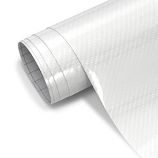 White Carbon Fiber Vinyl Wrap 6d Glossy Selfadhesive Auto Sticker 1ft X 5ft