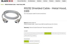 x2 25ft DB9 9-Pin RS-232 Female to Female F/F Serial Shielded Cable Black Box