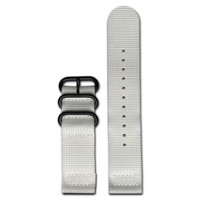 Ballistic Nylon Watch Band  Two-Piece  White  PVD Black Hardware