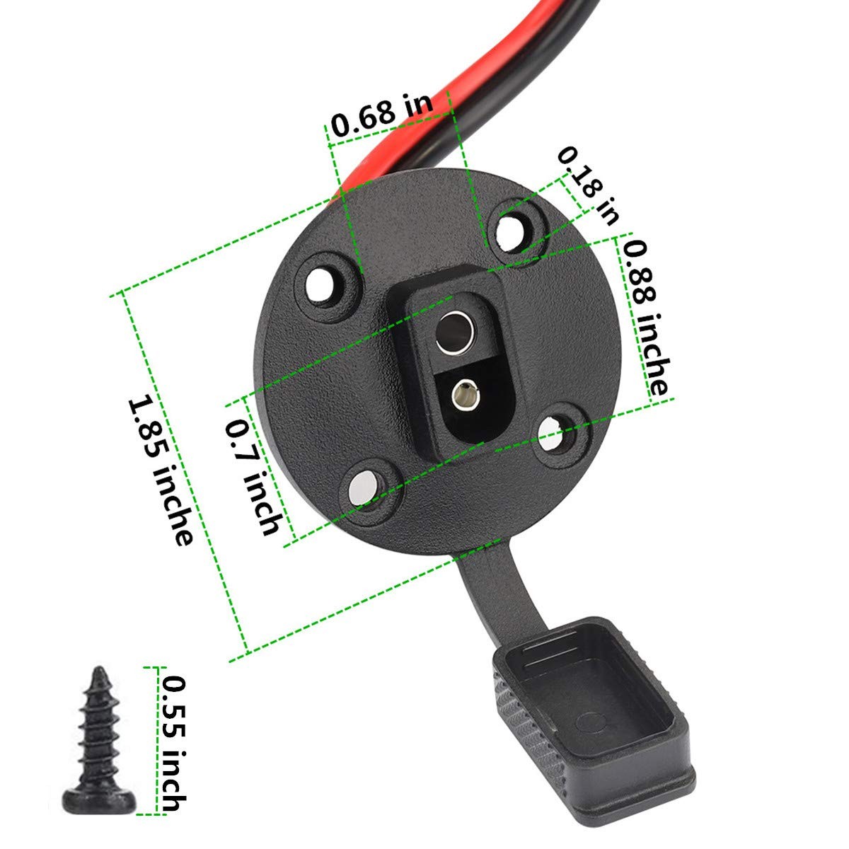 SAE Power Socket Sidewall Port Connector Extension 16AWG Cable, 2 Pin SAE To ...