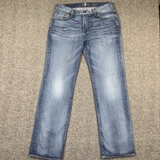 7 For All Mankind Jeans Mens 33 Blue Austyn Straight Made USA Stretch Whiskered