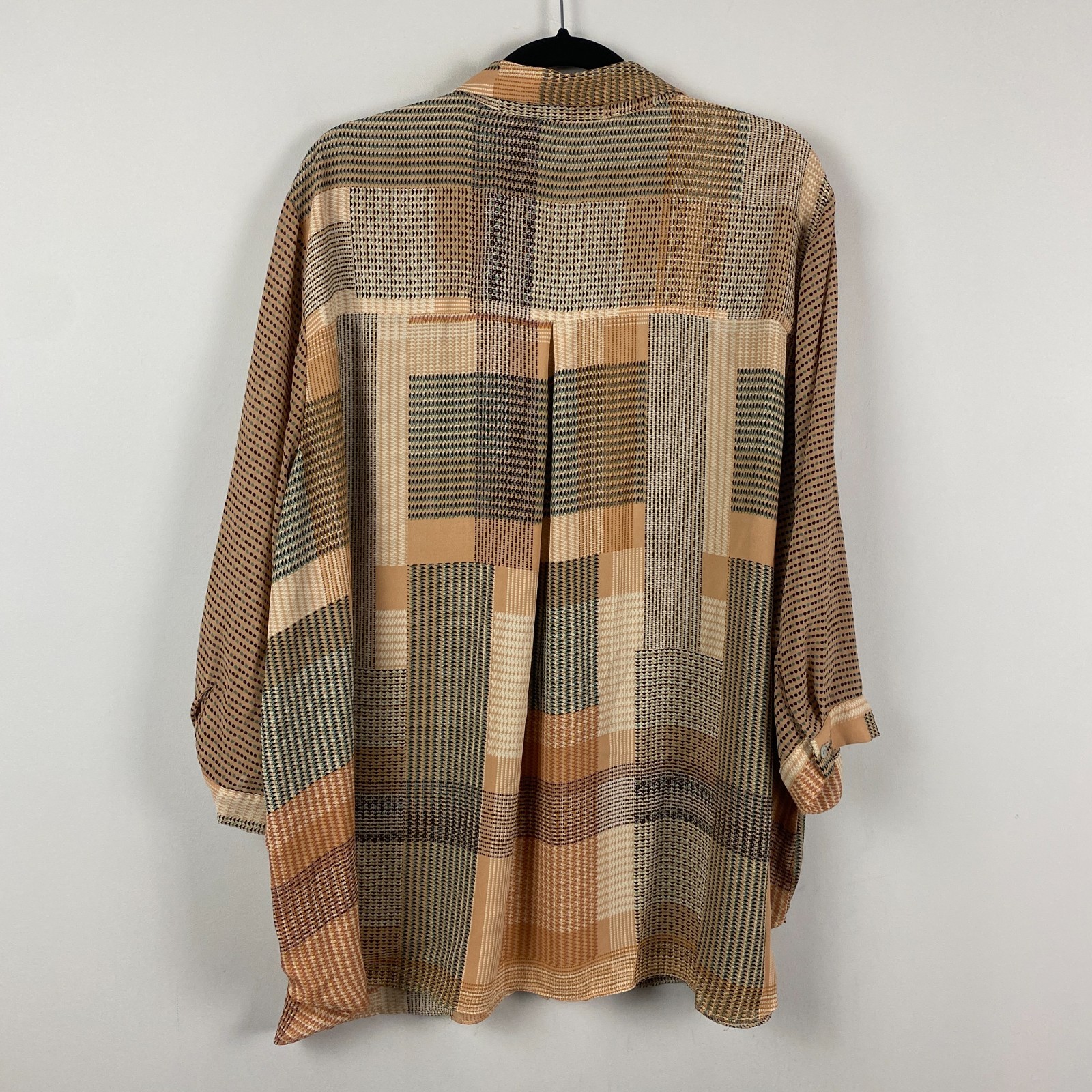 Rose + Olive Patchwork Blouse Size 3X Button Up 3… - image 6