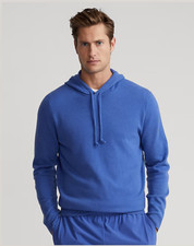 Ralph Lauern RLX Washable Cashmere Hooded Sweater Small Mens Blue Golf Hoodie