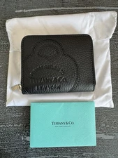 NEW! $450 Tiffany & Co. Return To Tiffany Small Zip Wallet in Black Leather