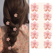 10 Pcs Sweet Mini Cute Flower-Shaped Hair Clips, Crystal Rhinestone Petal Sma...