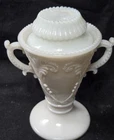 Westmoreland Specialty Victorian Urn Sugar with Rare Lid Milk Glass Packers Ware