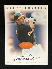 SCOTT BROSIUS OAKLAND A'S 1996 LEAF SIGNATURE SERIES BRONZE CERTIFIED AUTO