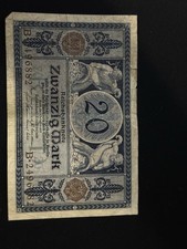 Germany 20 Mark 1908 Reichsbanknote Red Seal Circulated Vintage Paper Money