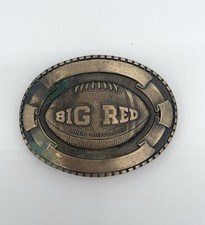 BIG RED Solid Brass Belt Buckle Vintage Football College