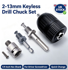 Keyless Drill Chuck 2-13mm 1/4 Inch Hex Adapter For Impact Driver UK