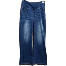 Halara Flex High Waisted Crossover Pocket Wide Leg Jeans MPx27 Dark Wash Stretch