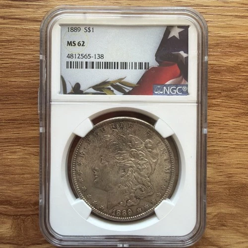 1889 Morgan Silver Dollar MS62 NGC Flag Label