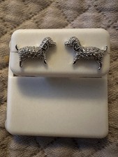 New 925 Sterling Silver Dog Post Earrings Adorned w/tons Of Crystals-Super Cute