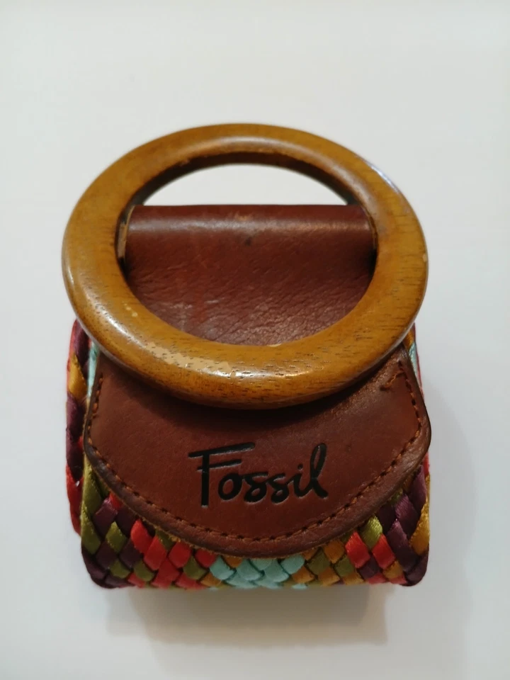 Cinto de couro fóssil trançado colorido multicolorido feminino tamanho médio - Imagem 2 de 4