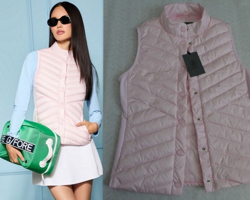 G/FORE Womens XS Tech Puffer Down Vest Blush Pink Lightweight Washable $325 NEW