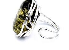 Vintage 925 Sterling Silver Baltic Amber Ring ADJUSTABLE Handmade