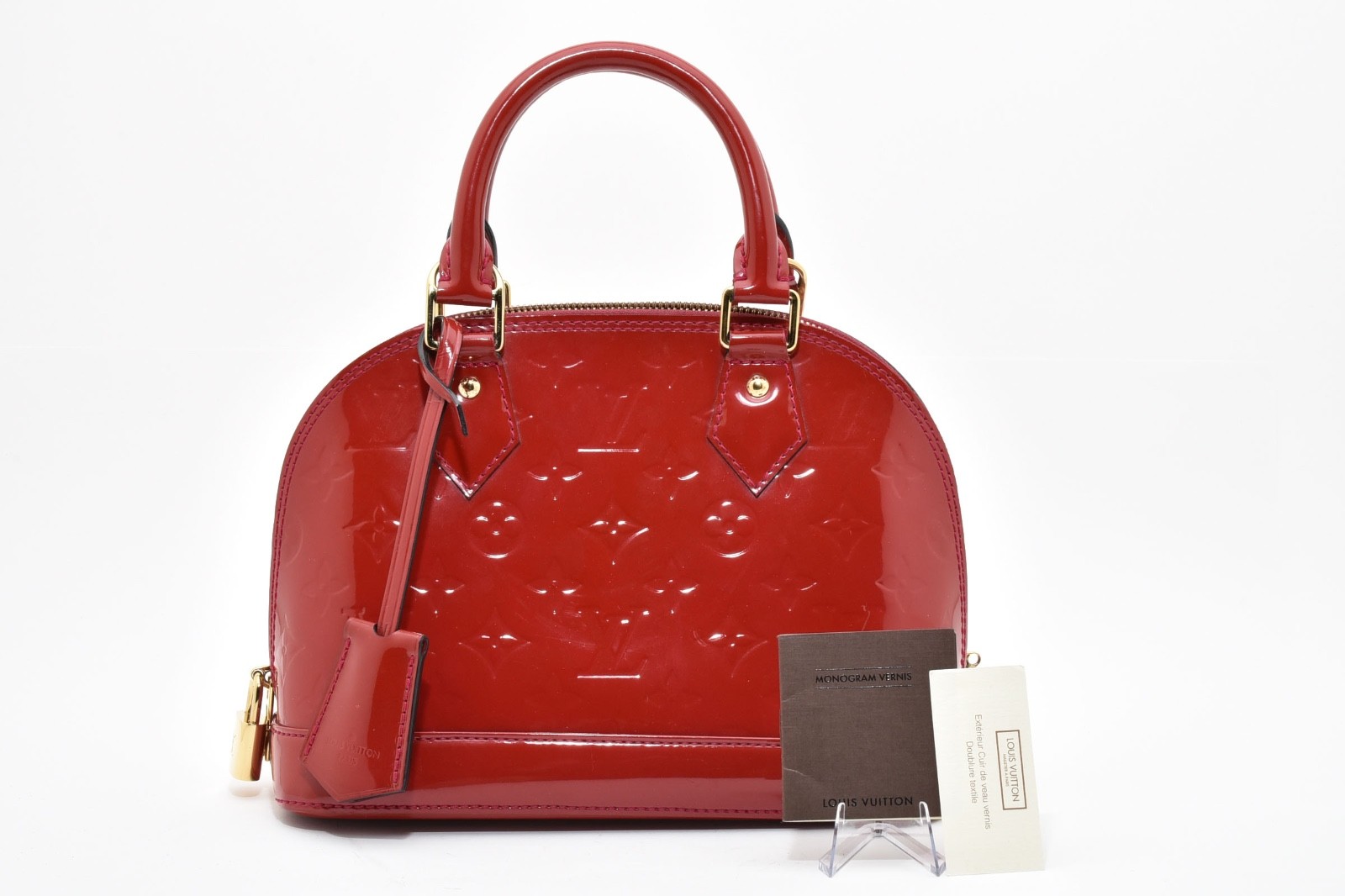 Authentic LOUIS VUITTON Alma BB Monogram Vernis 2Way Shoulder Bag Red From JAPAN