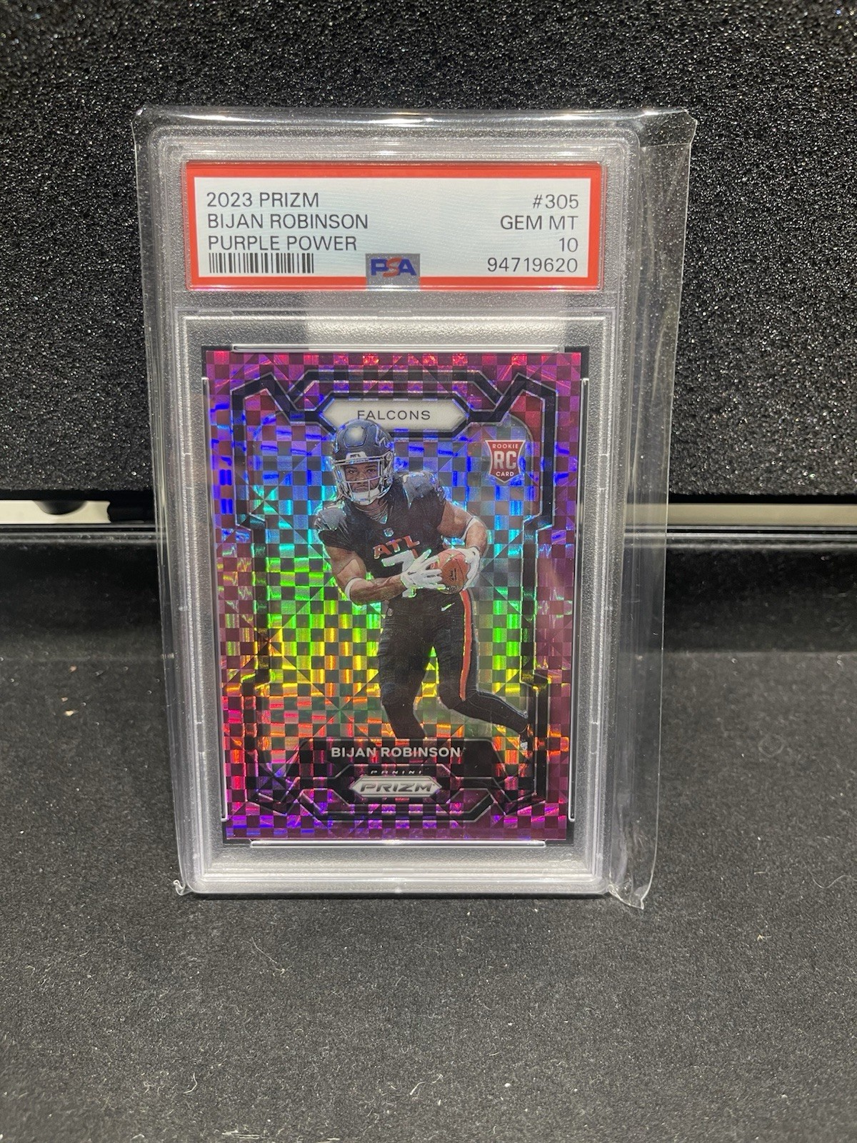 2023 Panini Prizm - Rookies Bijan Robinson #305 Purple Power Prizm /49 RC PSA 10