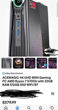 ACEMAGIC 4k UHD MINI GAMING PC AMD Ryzen 7 5700U with 32GB RAM 512gb SSD WiFi/BT