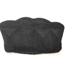 Vintage 60s Black Evening Bag By Corde CreatIons Scalloped Corded Clutch