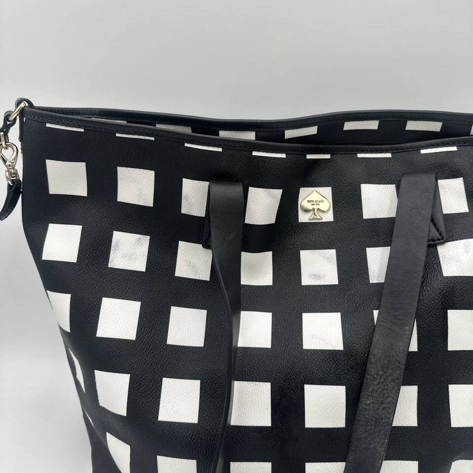 Bolso de bebé Kate Spade pañales clásico grande negro/blanco a cuadros Foto 3 de 4