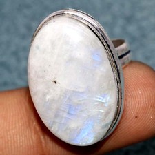 925 Silver Plated Rainbow Moonstone Ring US 5.5 Fast-Selling Gift Trendy GW