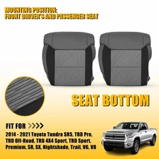 2 For 14-21 Toyota Tundra Grade Cloth Fabric Driver Bottom Seat Cover Gray/Black