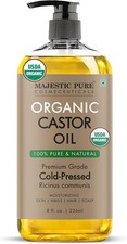 Majestic Pure USDA Organic Castor Oil 8 Fl Oz - 100 Pure and Natural- Cold Pres