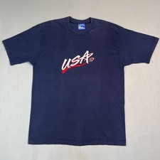 Vintage 90s Pro Player T Shirt Mens XL Navy Blue Embroidered Graphic USA Made