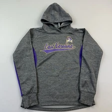 East Carolina Pirates Hoodie Women's Medium Gray Colosseum Athletics Pullover