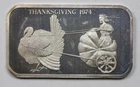 1974 Thanksgiving Madison Mint .999 Fine Silver Art Bar 1 oz