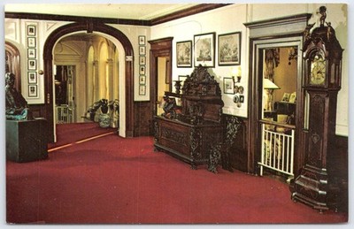 FDR Roosevelt Home Hyde Park NY Reception Hall Plastichrome Postcard P77268