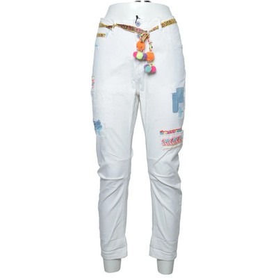 Wiya, Jeans, Größe: L, model: sophie, Weiß/Mehrfarbig, Baumwolle/Elasthan #PzT