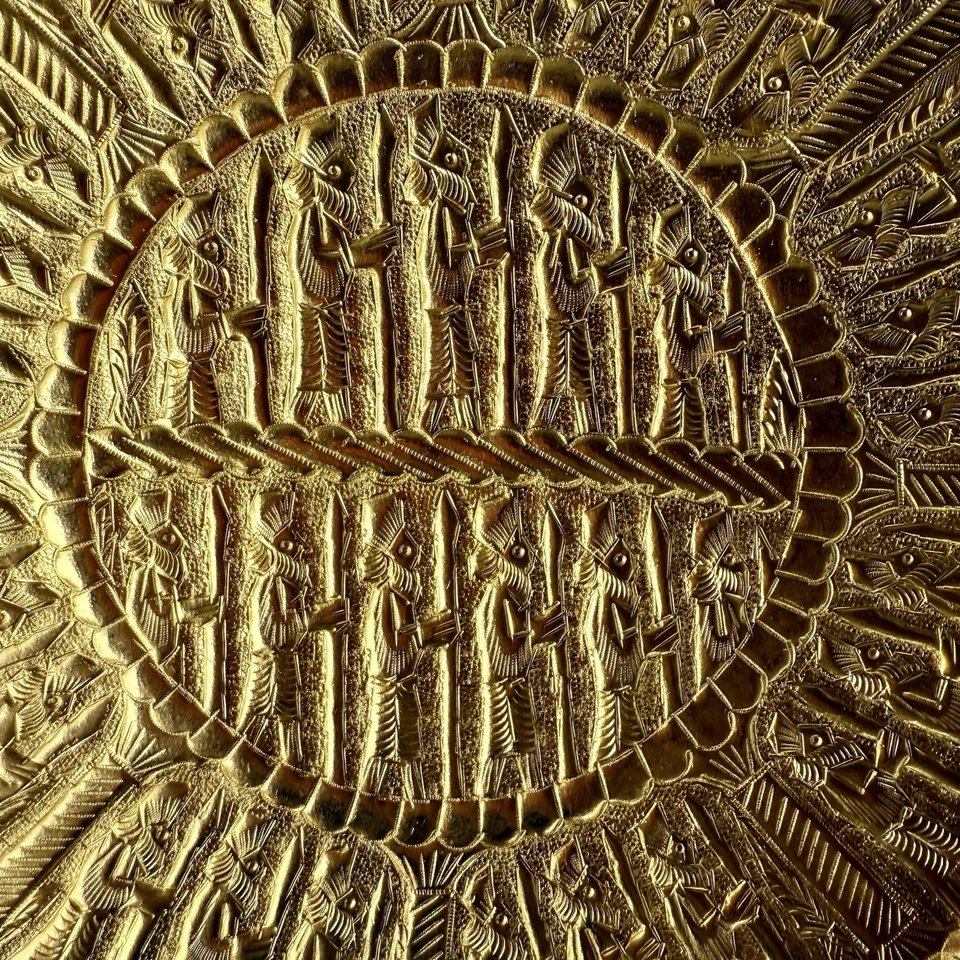 "Antigua placa de latón grabada persa artesanal - Inmortales del ejército aqueménida 14""" Foto 2 de 4