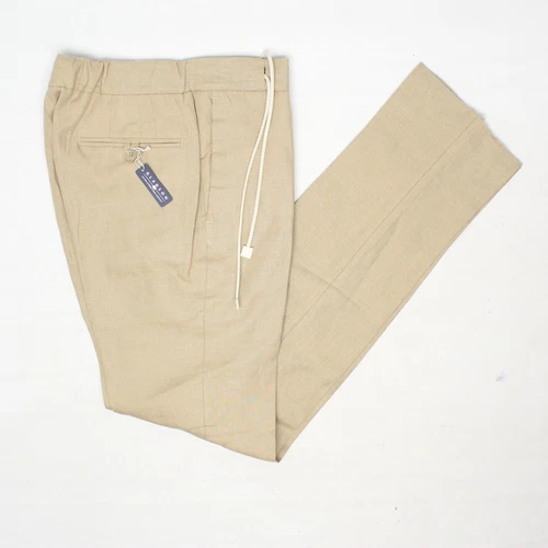 Huddersfield Casual Pants Mens 30 32 Beige Linen Drawstring Trousers
