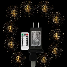 Remote Firework Copper Wire Lights, 10 Connection Total 600 LED Starburst Lights