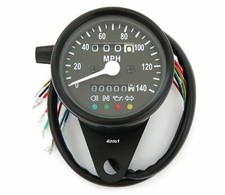 Mini Speedometer W Indicator Lights Trip Meter - 224060 - Black - Mph