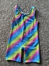 Rainbow Stars Printed Gold Gymnastic Leotard For 3- 4 Years Girls  