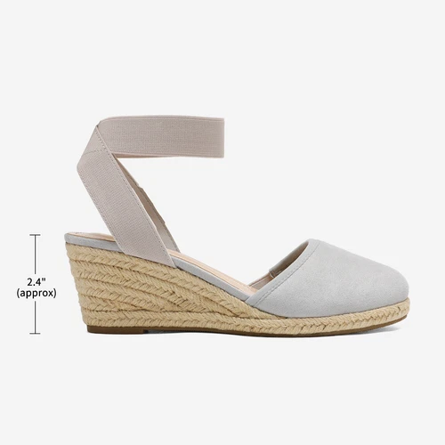Damenschuhe Espadrilles Keilabsatz elastische Knöchelriemen eng anliegend elegante Schuhe - Bild 16 von 38