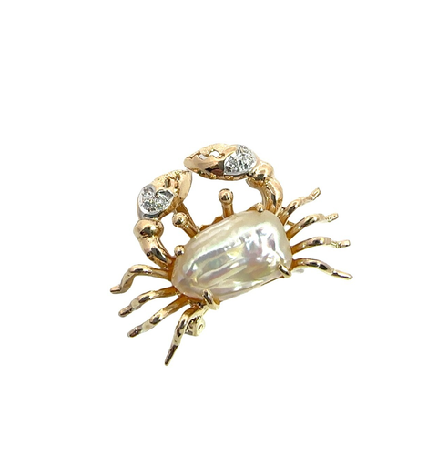 14k Two-Tone Gold Filigree Crab Pendant Necklace – Dainty Gold Charm Pendant For Women - View #4