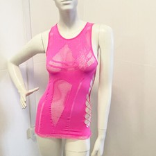 Pink Just CAVALLI Roberto MESH BODYCON DRESS Micro SIZE UK 8 10 Spandex Designer