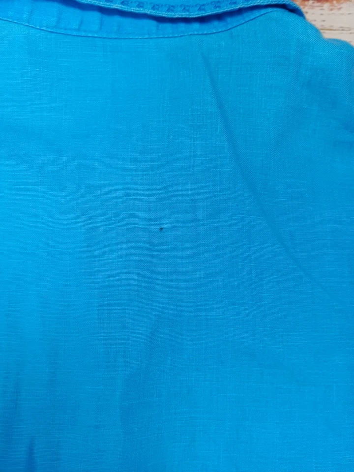 Top túnica Westbound para mujer XL azul lino abotonada manga larga Lagenlook  Foto 3 de 4