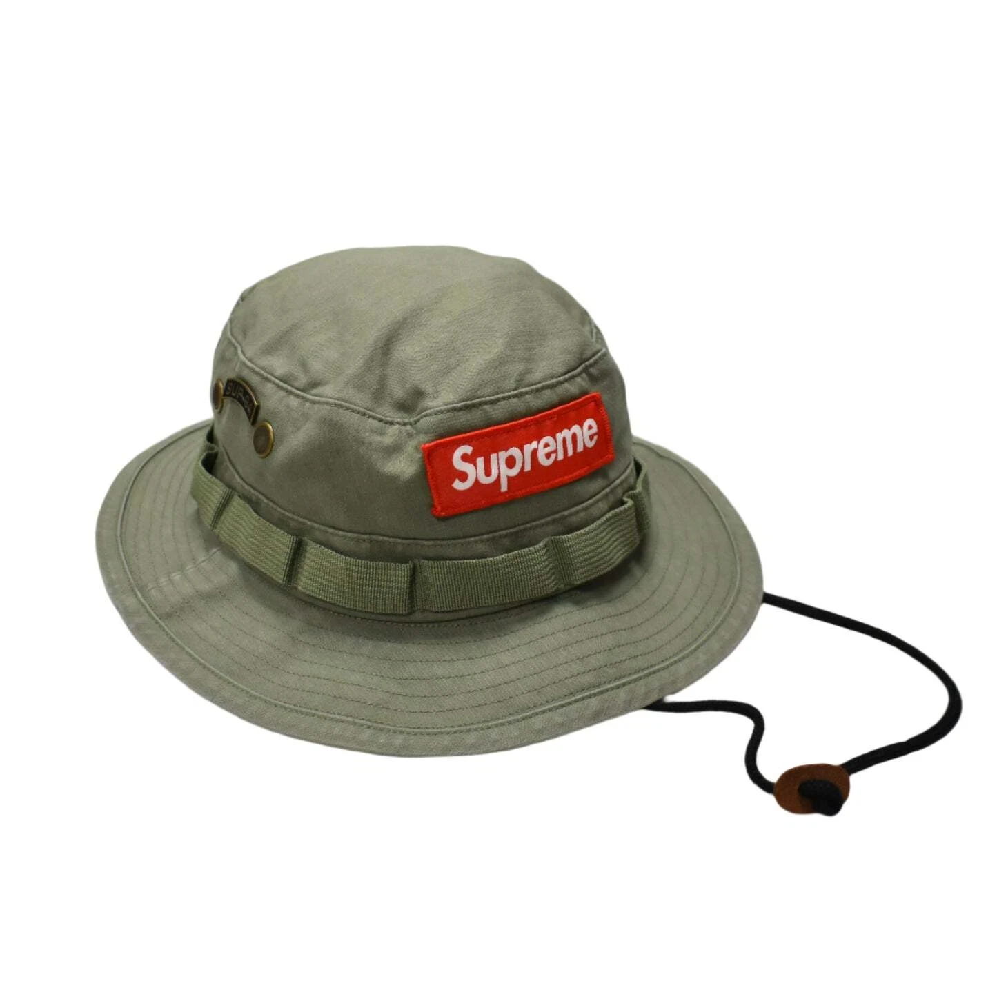 Chapeau seau boonie logo boîte militaire olive suprême homme S/M FW24 AUTHENTIQUE neuf avec étiquette