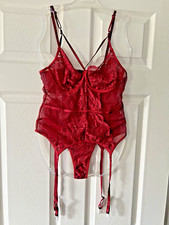 Aranmei Lingerie Set, Body with Panty, Red, Large